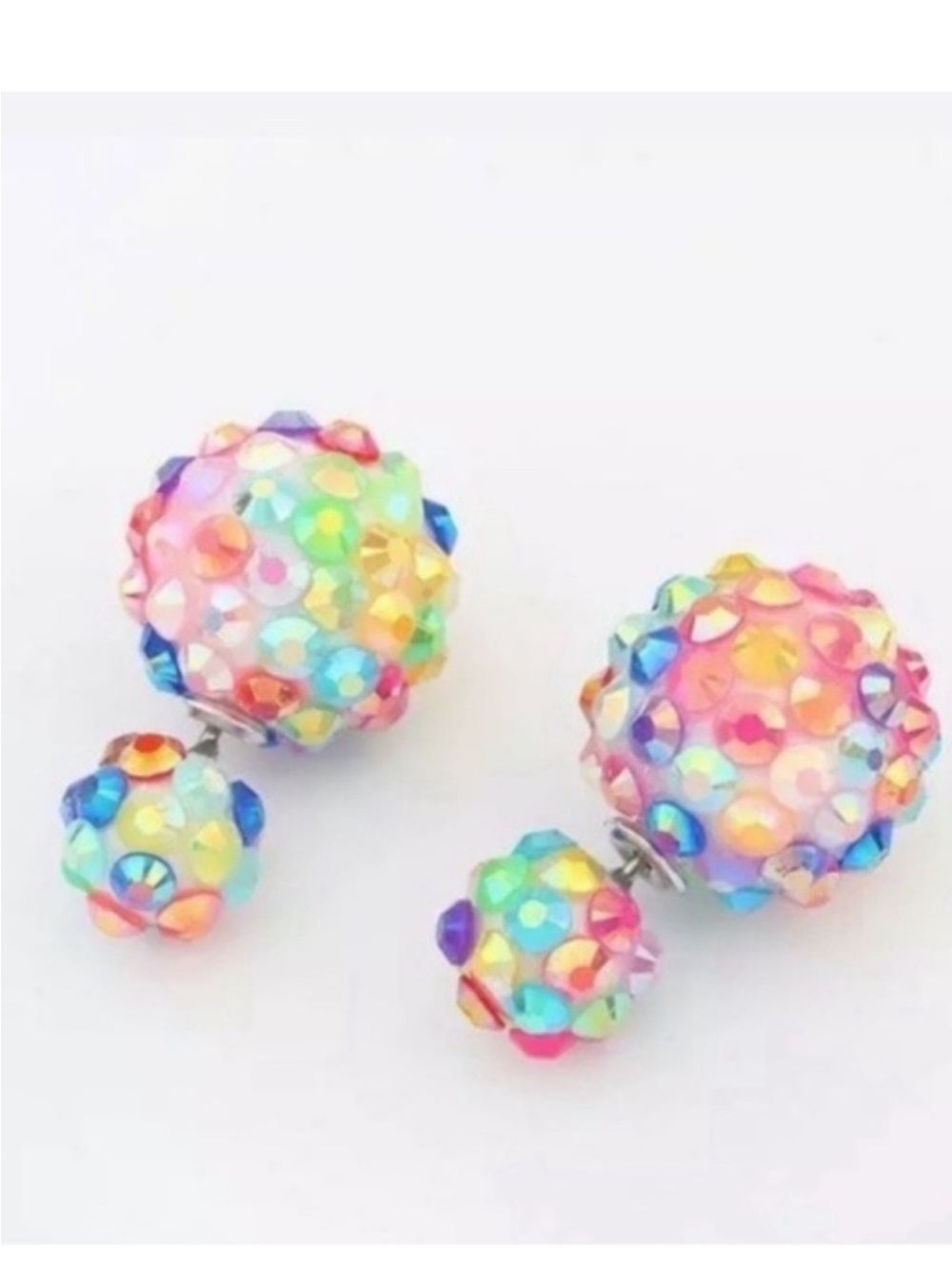 Multicolor Crystal Ball Stud Earrings